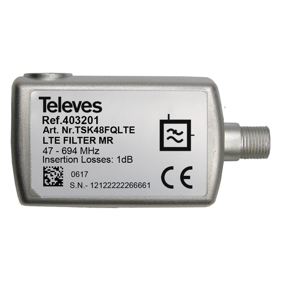 LTE Filtr 5G Televes  47-694 MHz, F-konektor, útlum min.20 dB