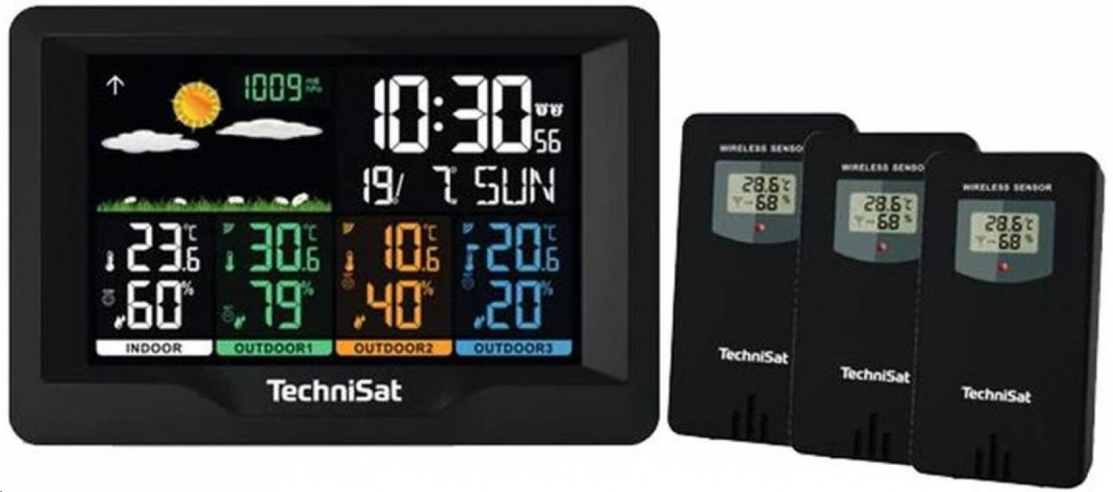 Meteostanice TechniSat iMeteo X4,extra velký barevný LCD, 3 x externí senzor