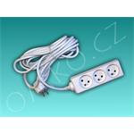 Prodlužovací kabel Solight PP12, 3 zásuvky s vypínačem, 3m, bílý