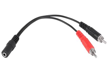Propojovací audio kabel Omkotech, Jack F 3.5mm/ 2xRCA M, 0,2m