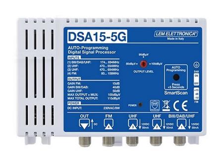 Anténní programovatelný zesilovač LEM DSA15-5G, 32 filtrů, 4x vstup, 50dB, autoprogram