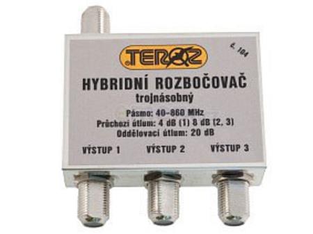 Anténní rozbočovač Teroz T 104 X, 2x8dB, 1x4dB