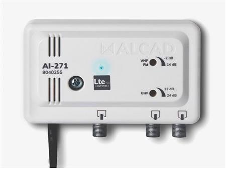 Anténní zesilovač ALCAD AI-271, FM+DAB+TV, 24dB, 2x výstup, LTE 5G filtr