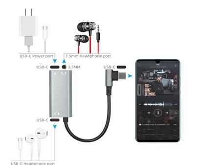 Audio adaptér OmkoTech, redukce USB-C na sluchátka Jack 3.5mm, průchozí