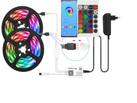 Chytrý LED pásek RGB OmkoTech, sada, délka 10m, 12-24V, IP20, aplikace+DO