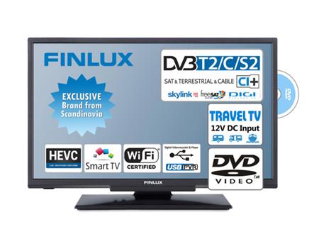 Finlux 24FDM5760, 60 cm, HD Ready, Smart TV, DVD/CD, černý, podpora 12V