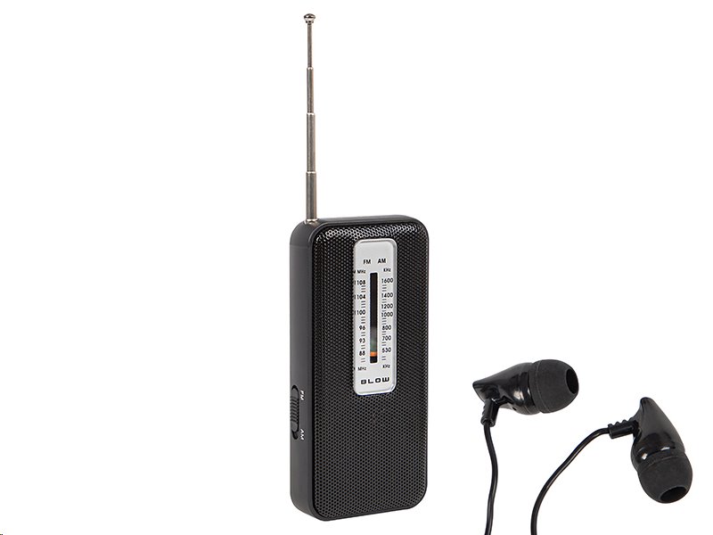 FM/AM přenosné rádio Blow RA8, černé, repro+sluchátka, napájení 2xAAA