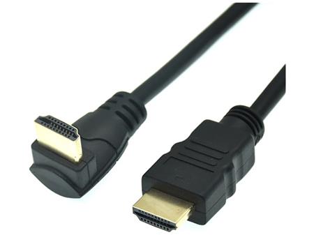 HDMI propojovací kabel OmkoTech MA2MA90, s redukcí 90 st., 15cm