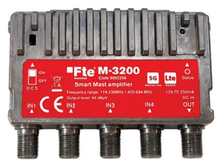 Inteligentní zesilovač FTE M-3200 Smart, zdroj, 4x vstup UHF/VHF, 55 dB