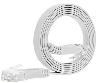 Kabel CAT 6 UTP, 2 x RJ45 (délka 5m), plochý, bílý
