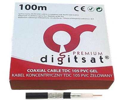 Koaxiální kabel Digitsat Premium TDC-105PE - venkovní, gel, 7mm, CU 1,02/128xCuSn, karton 100m