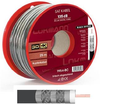 Koaxiální kabel Lokmann Germany CU/AL PVC 7,0mm, LTE+ 5x stíněný 135 dB, černý