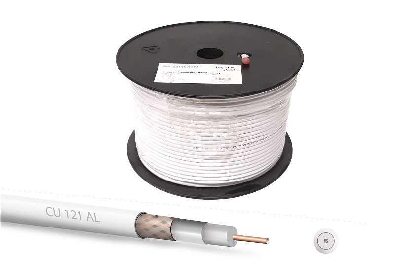 Koaxiální kabel Zircon CU121AL, průměr 5mm, pro vnitřní rozvody