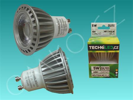 LED bodovka TechniLED GU10-N5C, 5W, 400 lm, neutrální bílá, čirá