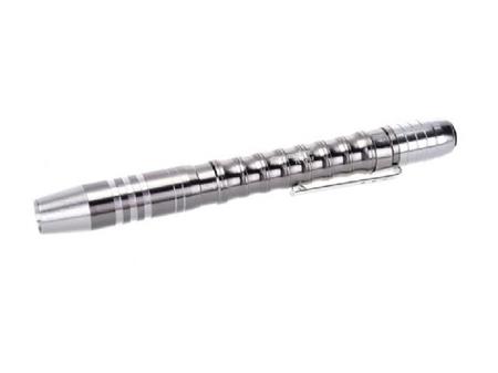 LED svítilna Skywolfeye TLY-B7 ve tvaru tužky, kovová, stříbrná