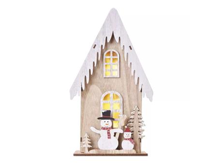 LED vánoční domek se sněhuláky EMOS DCWW18, 28,5 cm, vnitřní, teplá bílá, časova