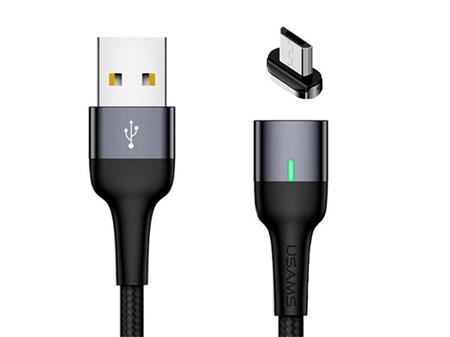 Magnetický micro USB nabíjecí a datový kabel USAMS I203, Android, 1m, černý