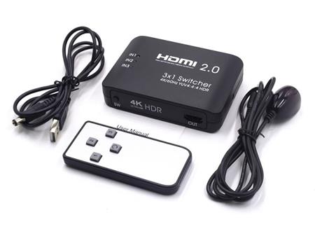 Mini HDMI přepínač RM310 UHD 4K, 3x1 s dálkovým ovládáním