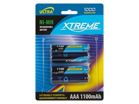 Nabíjecí AKU baterie mikrotužka AAA/R03 Extreme 1100mAh, balení 4 ks