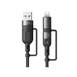 Nabíjecí kabel K01B pro iOS, USB-C, kombinace 4v1, 120cm, černý