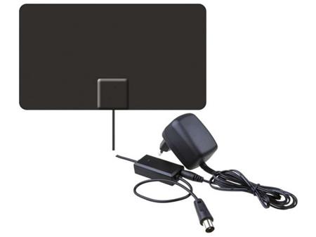 Pokojová anténa nalepovací, s externím zesilovačem, DVB-T2, DAB/FM, 20 dB, 5V USB