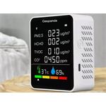 Přístroj pro měření kvality vzduchu OmkoTech 5v1 - CO2, teplota, vlhkost. TVOC a HCHO, bílý