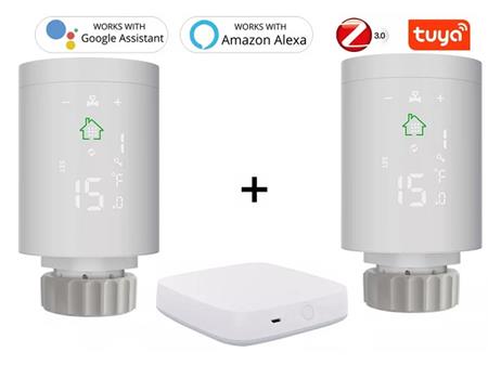 Set 2x chytrá bezdrátová hlavice radiátoru OmkoTech WP8501S, Wi-Fi app TUYA Smar