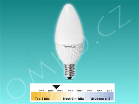 TechniSat TechniLux žárovka E14, 4W, 210 lm, tvar svíčky, mléčná