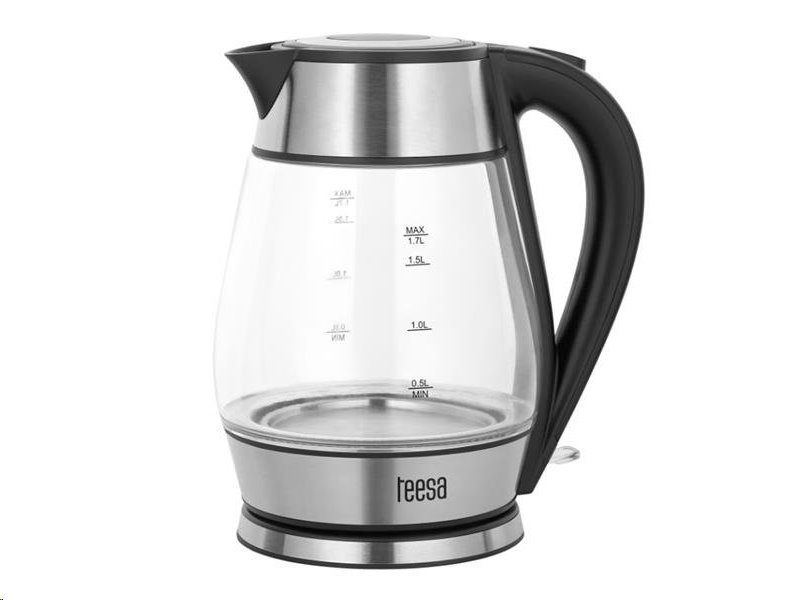 Teesa rychlovarná konvice TSA1512B , objem 1,7l, 2200W, nerez/sklo