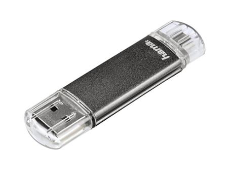 USB flashdisk Hama flashPen Laeta Twin 16 GB, USB 2.0, šedá