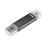 USB flashdisk Hama flashPen Laeta Twin 16 GB, USB 2.0, šedá