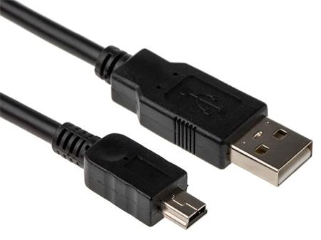 USB kabel datový/nabíjecí, Mini USB, 100cm, černý, bulk