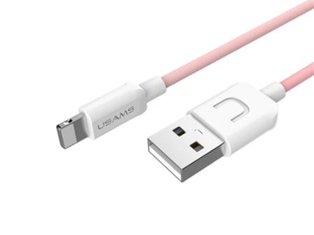 USB kabel USAMS Lightning pro iPhone, 100cm, růžový