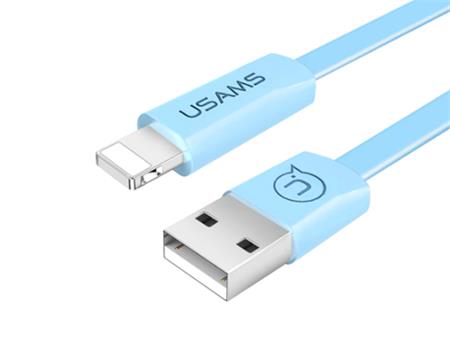 USB kabel USAMS Lightning pro iPhone, 120cm, plochý, modrý