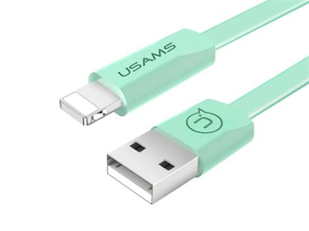 USB kabel USAMS Lightning pro iPhone, 120cm, plochý, zelený