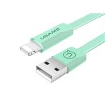 USB kabel USAMS Lightning pro iPhone, 120cm, plochý, zelený