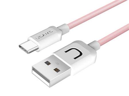 USB kabel USAMS pro Android, USB-C, 100cm, růžový