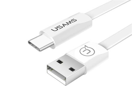 USB kabel USAMS pro Android, USB-C, 120cm, plochý, bílý