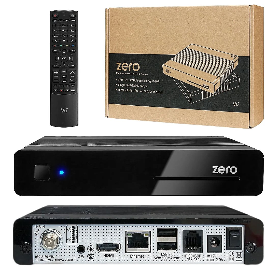 Vu+ ZERO, H265 rev.2, černý, Enigma 2 Full HD satelitní přístroj